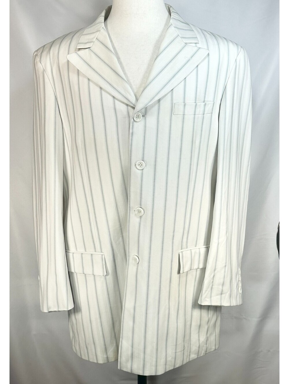 Caravelli Full Suit 42R Coat 4 Button Pinstripe Pants 36R